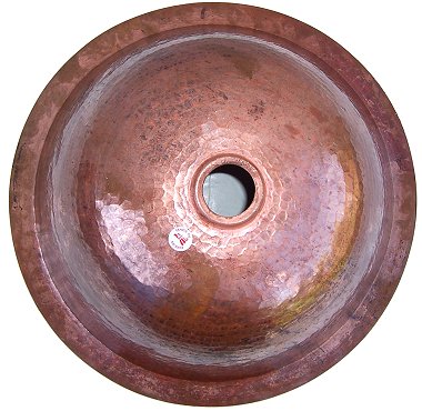 Undermount Hammered Round Natural Bathroom Copper Sink