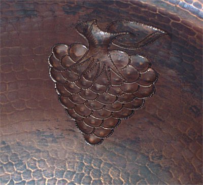 Hammered Round Grapes Bathroom Copper Sink