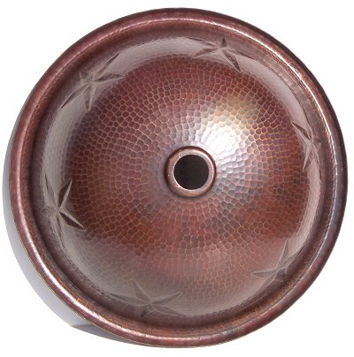 Hammered Round Stars Bathroom Copper Sink
