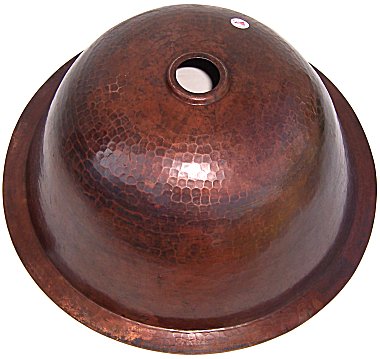 Undermount Hammered Round Bathroom Copper Sink