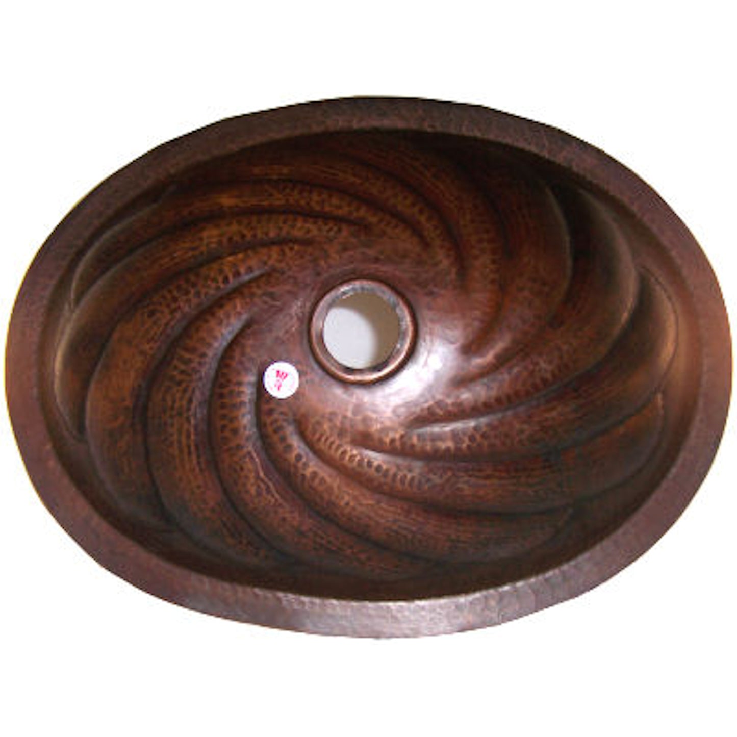 Undermount Hammered Oval Twister Bathroom Copper Sink