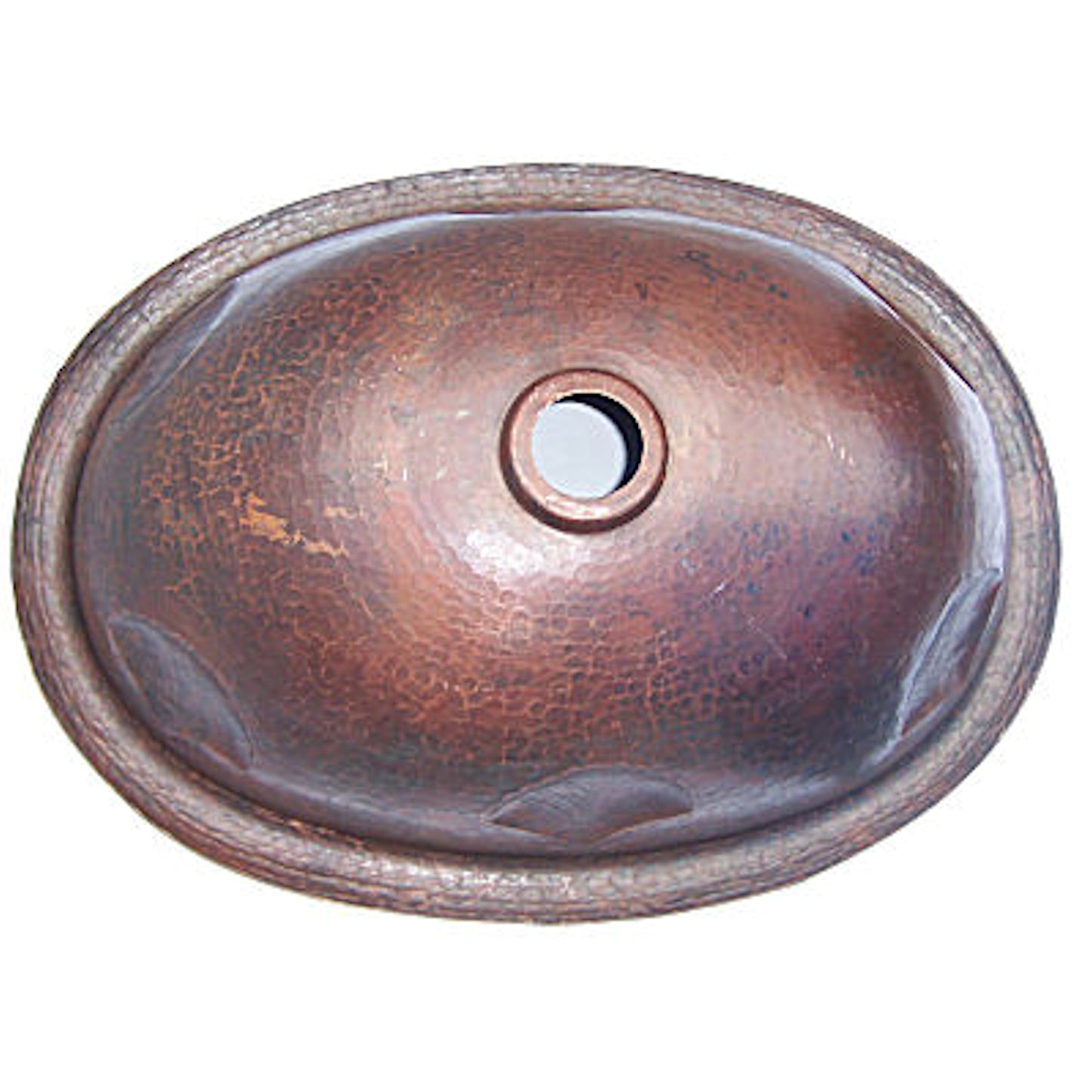 Hammered Oval Oyster Bathroom Copper Sink