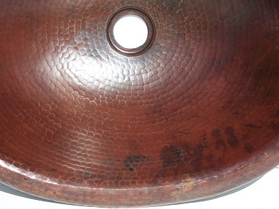 Hammered Oval Bathroom Copper Sink II
