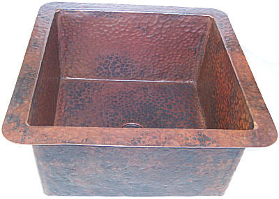 Squared Undermount Hammered Bathroom Copper Sink I