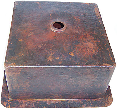 Squared Undermount Hammered Bathroom Copper Sink I