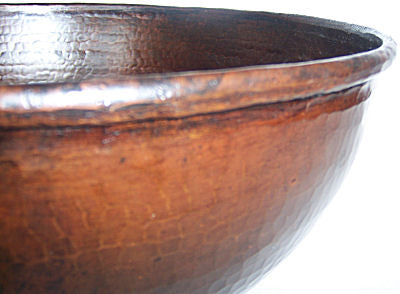 Weathered Hammered Round Bathroom Copper Vessel II