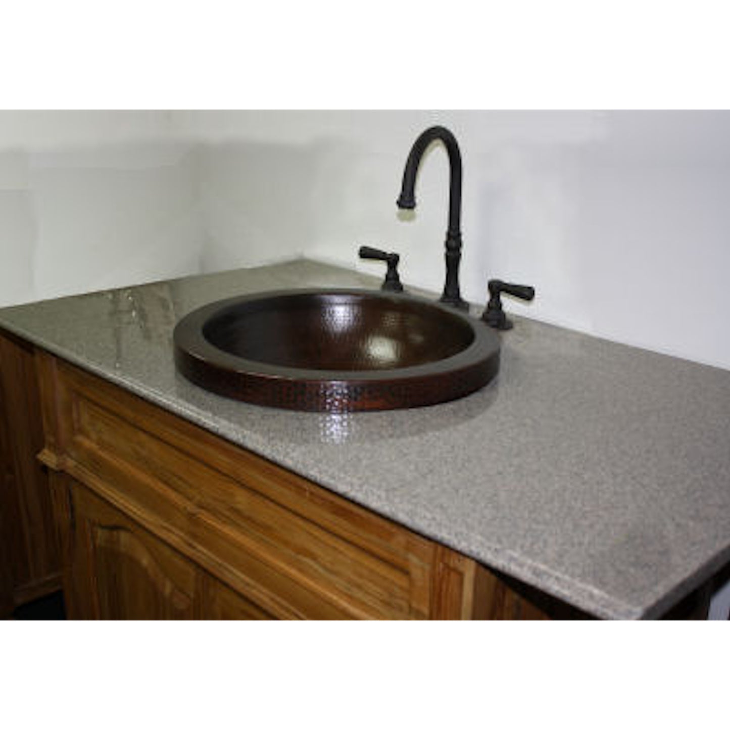 Small Apron Round Hammered Bathroom Copper Sink