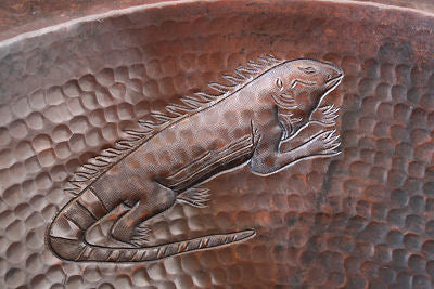 Undermount Hammered Round Lizard Bathroom Copper Sink