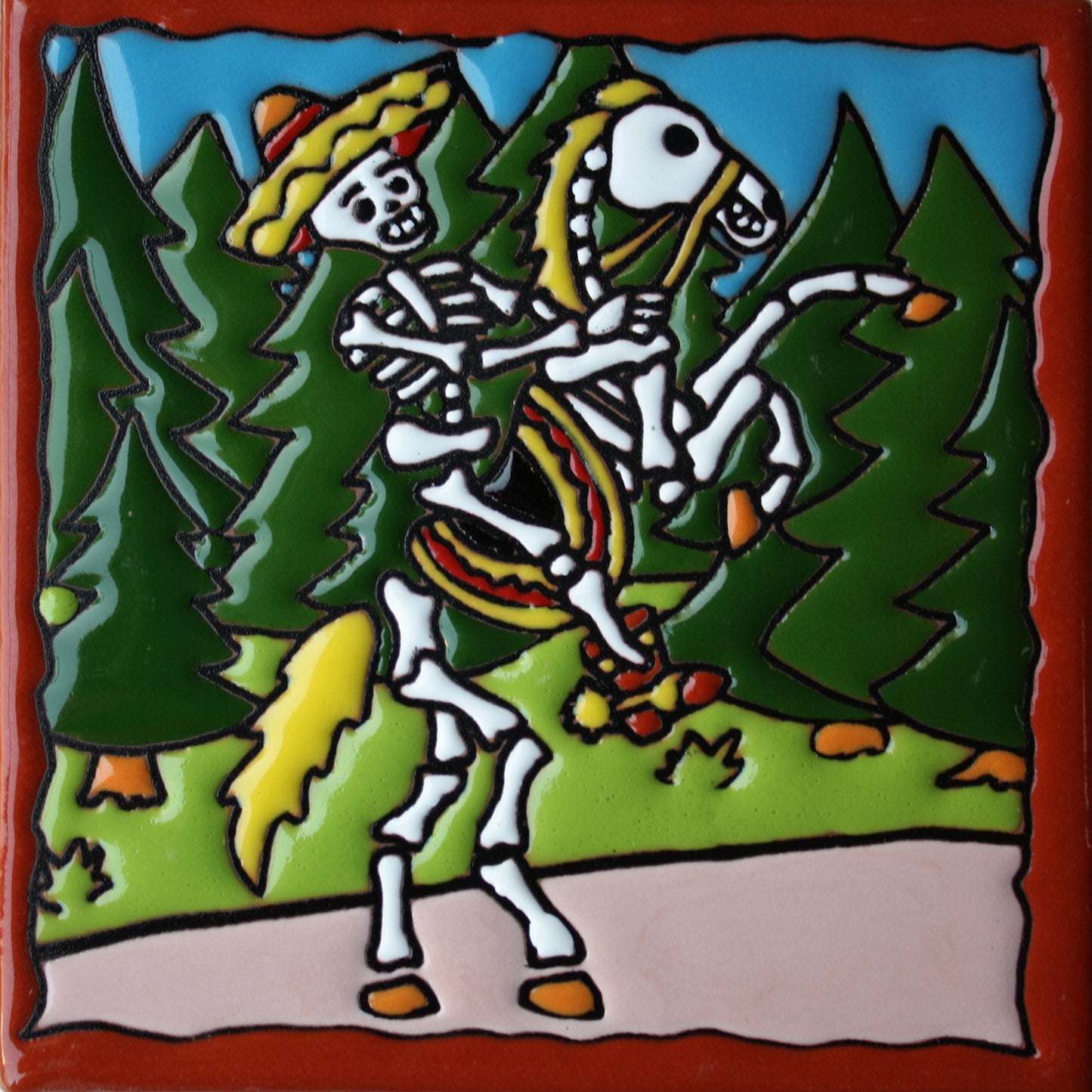 talamex_horse_rider._day-of-the-dead_clay_tile