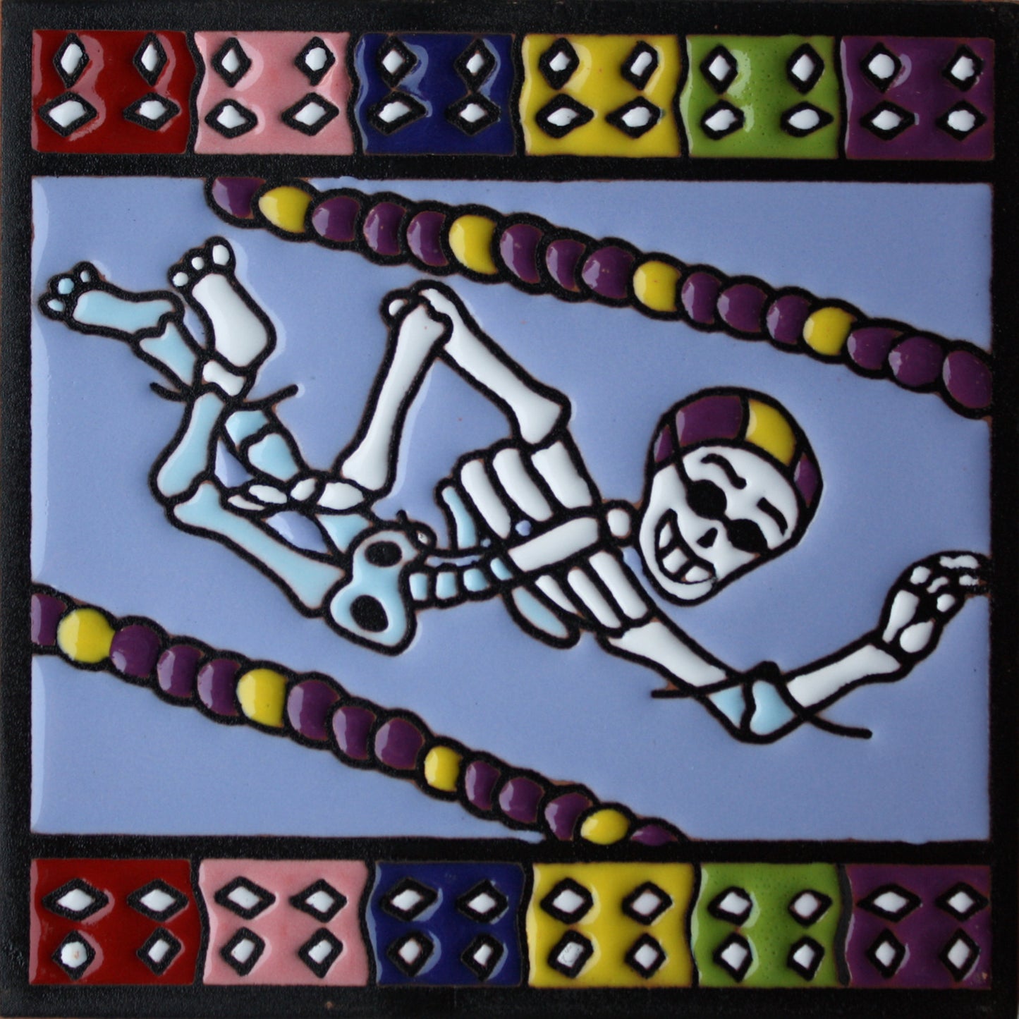 talamex_swimmer._day-of-the-dead_clay_tile