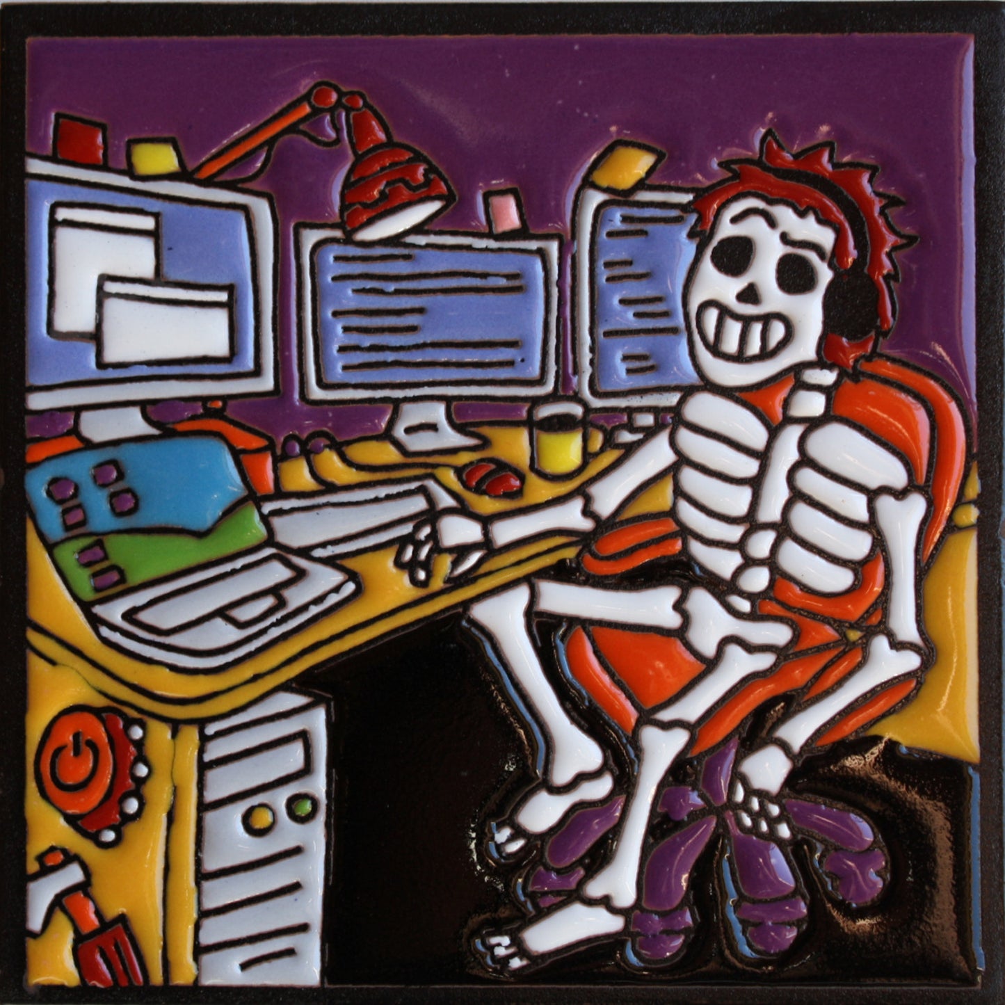 talamex_computer_geek._day-of-the-dead_clay_tile