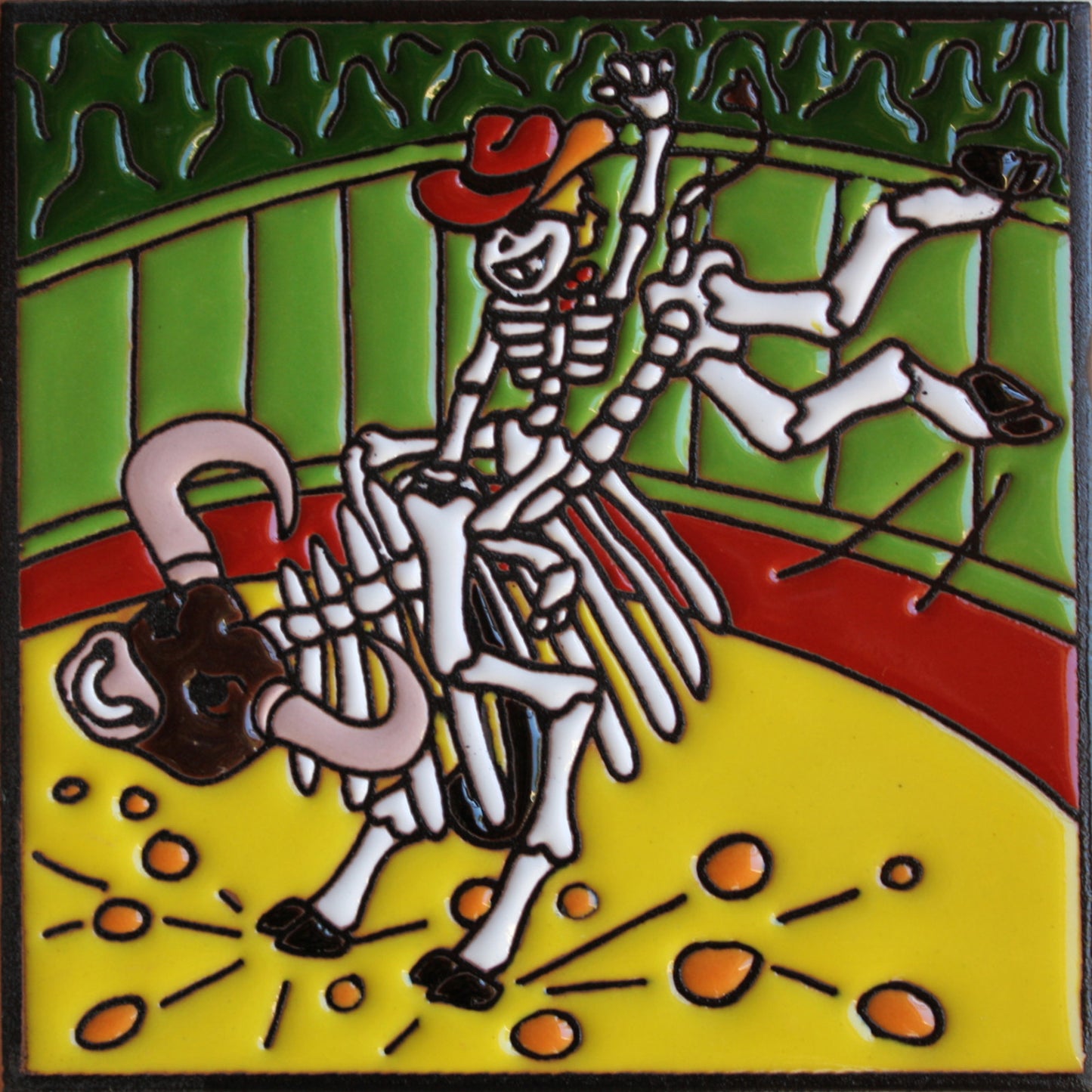 talamex_bull_rider._day-of-the-dead_clay_tile