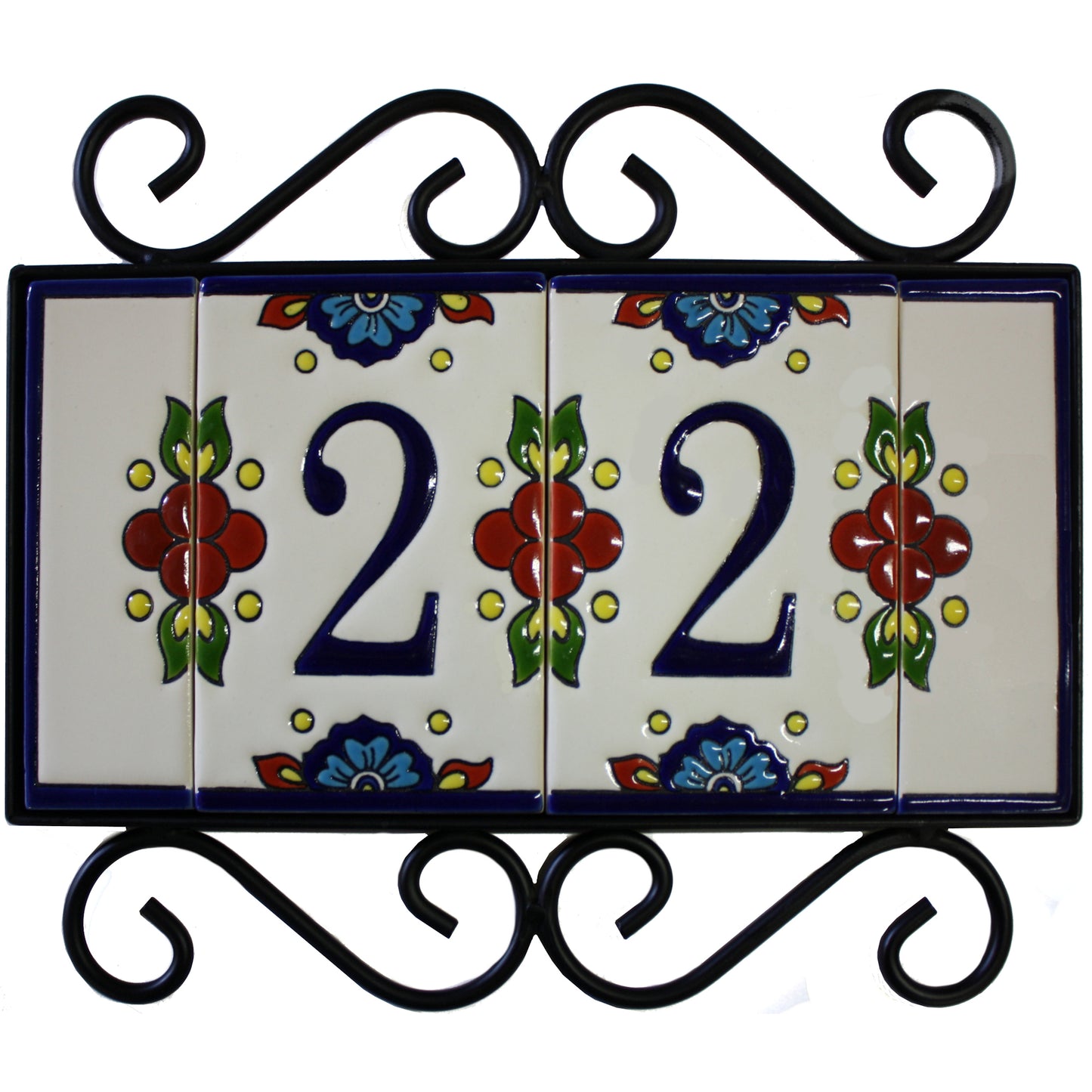 Wrought Iron House Number Frame Mission 2-Tiles