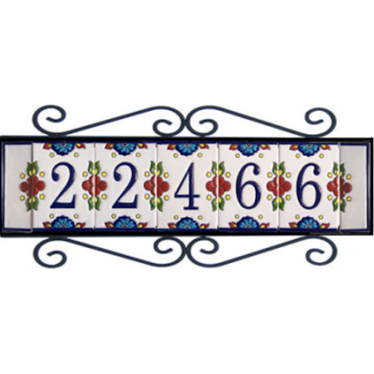 Wrought Iron House Number Frame Mission 6-Tiles