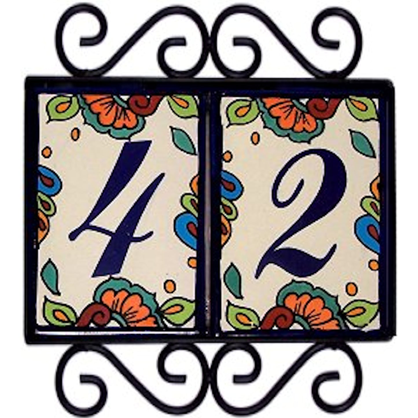 Wrought Iron House Number Frame Hacienda 2-Tiles