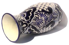 TalaMex Talavera Blue Round Flower Vase