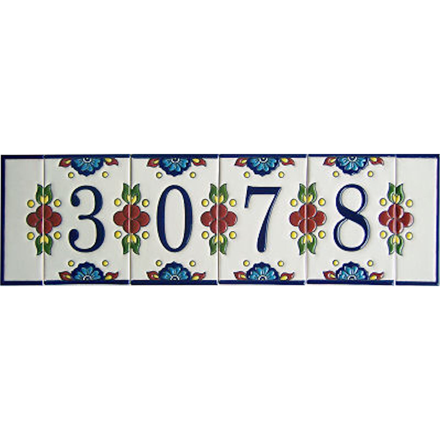 TalaMex Mexican Talavera Mission Tile House Number Seven