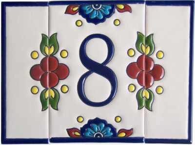 TalaMex Mexican Talavera Mission Tile House Number Eight
