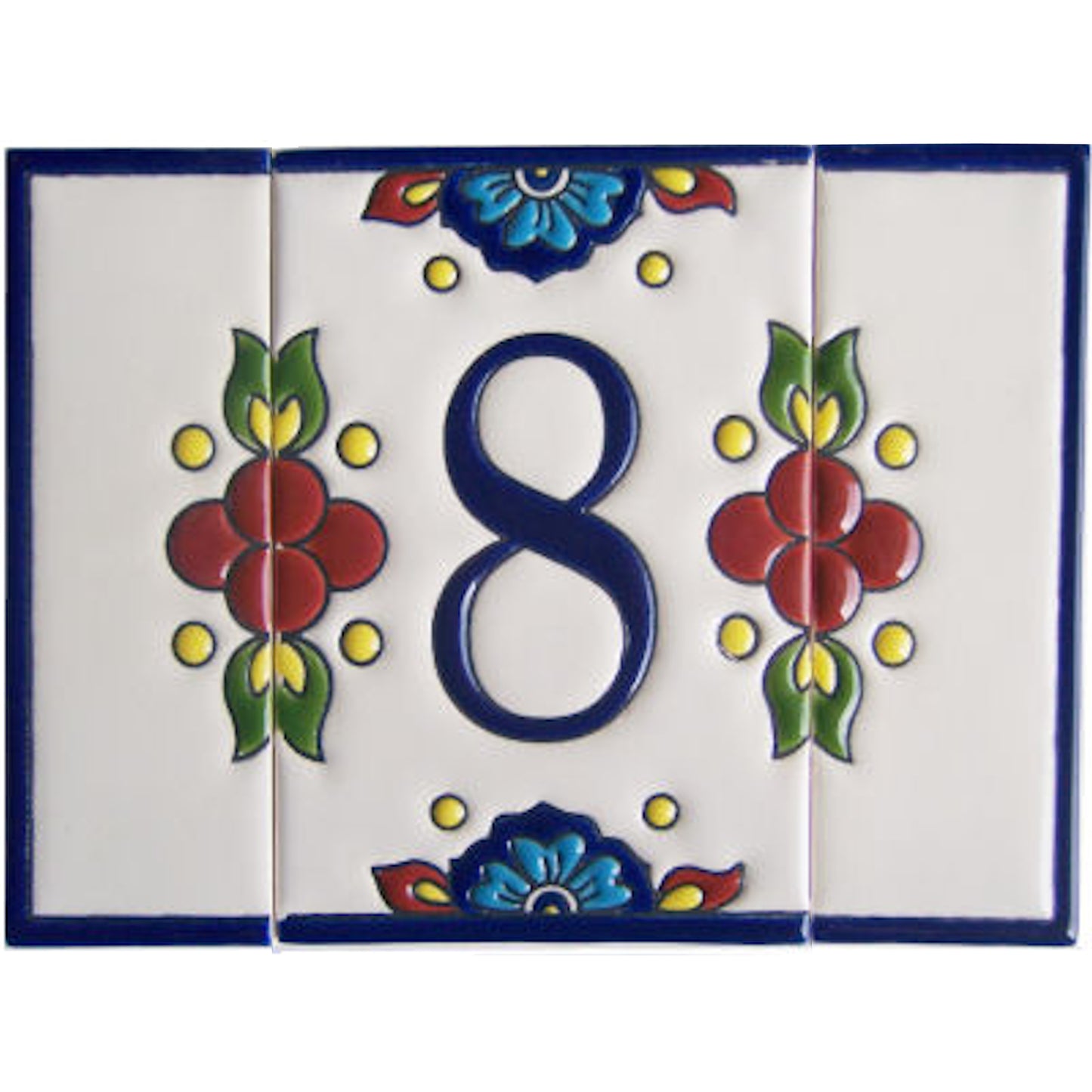 TalaMex Mexican Talavera Mission Tile House Number Eight