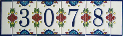 TalaMex Mexican Talavera Mission House Number Ending Tile