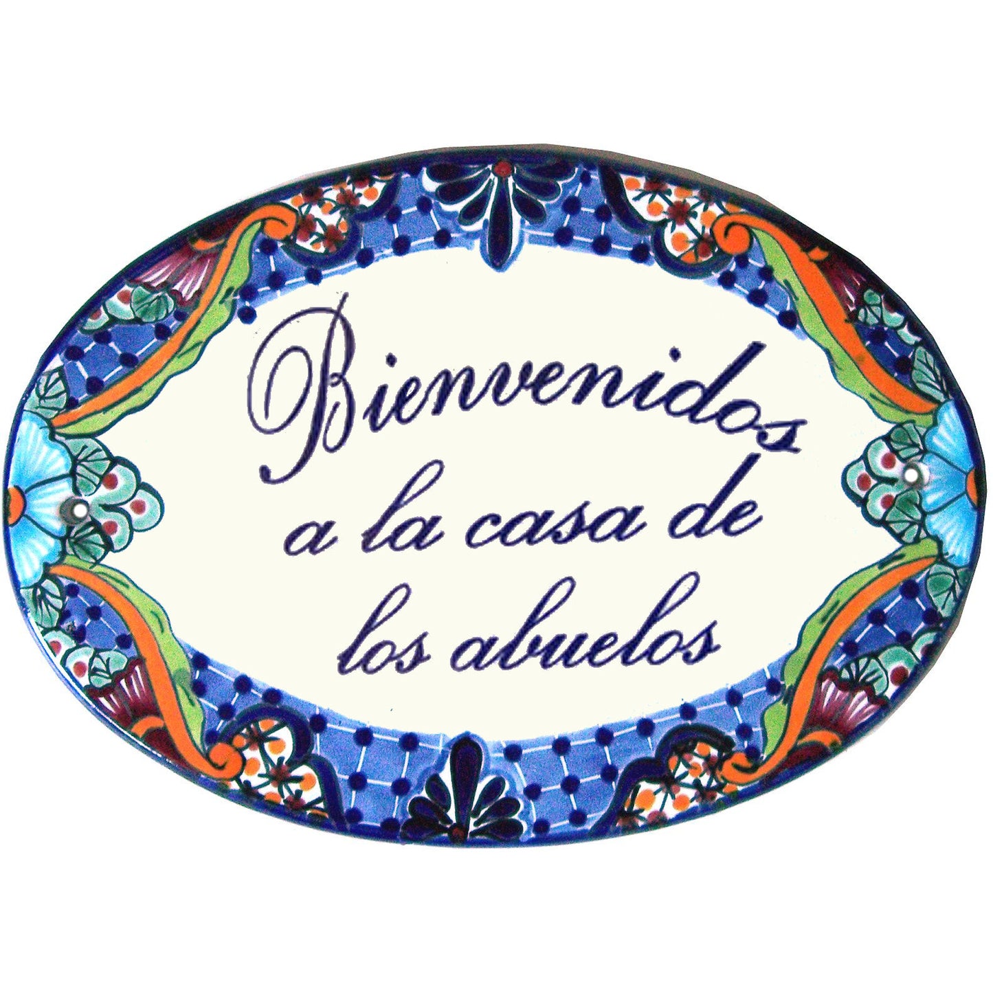 talamex_multicolor_talavera_ceramic_plaque._bienvenidos_a_la_casa_de_los_abuelos