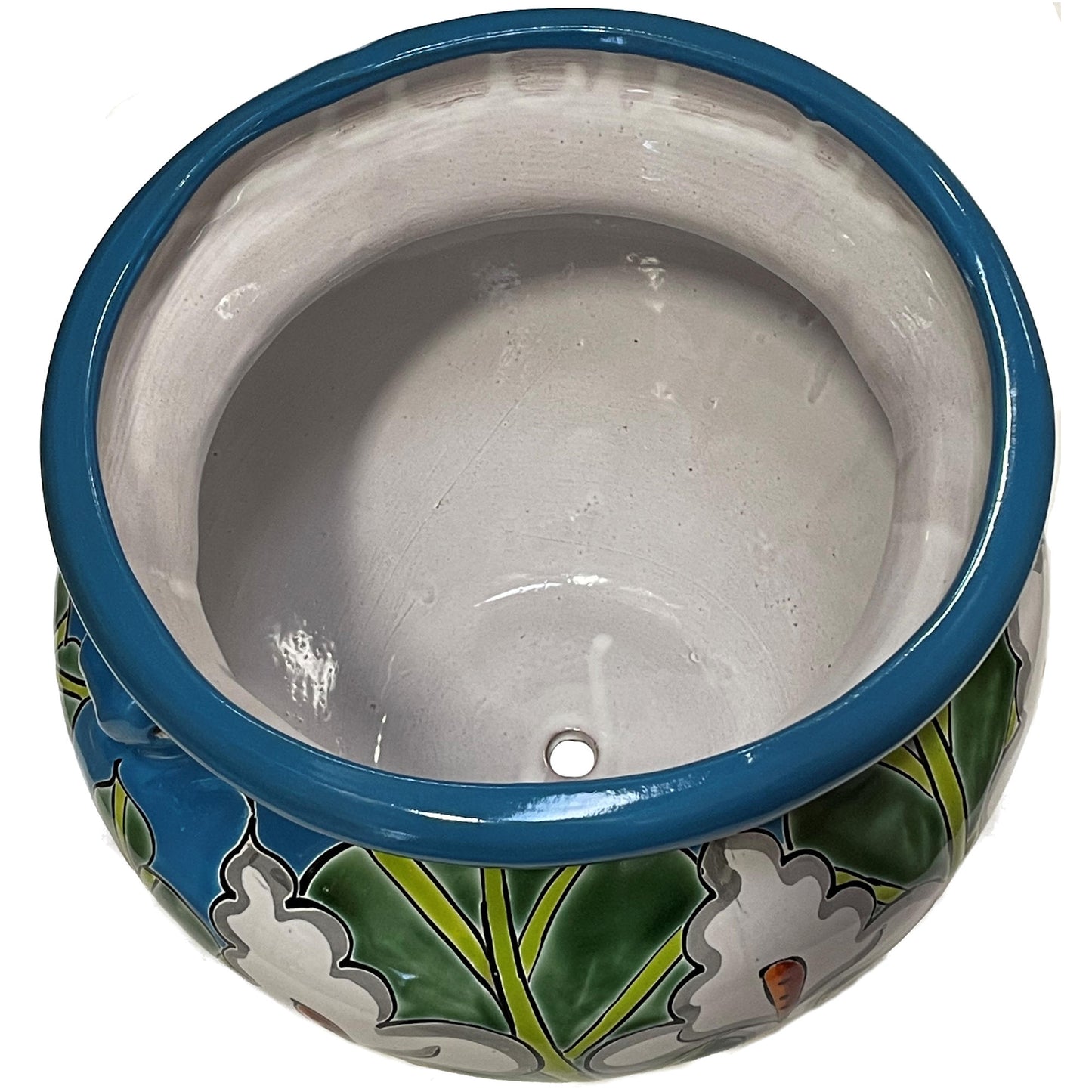 TalaMex Small-Sized Aqua Lily Talavera Mexican Colors Ceramic Garden Pot
