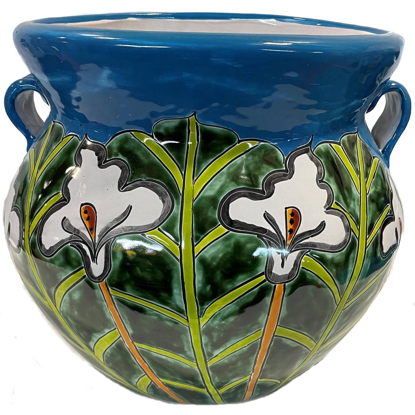 talamex_medium-sized_aqua_lily_mexican_colors_talavera_ceramic_garden_pot