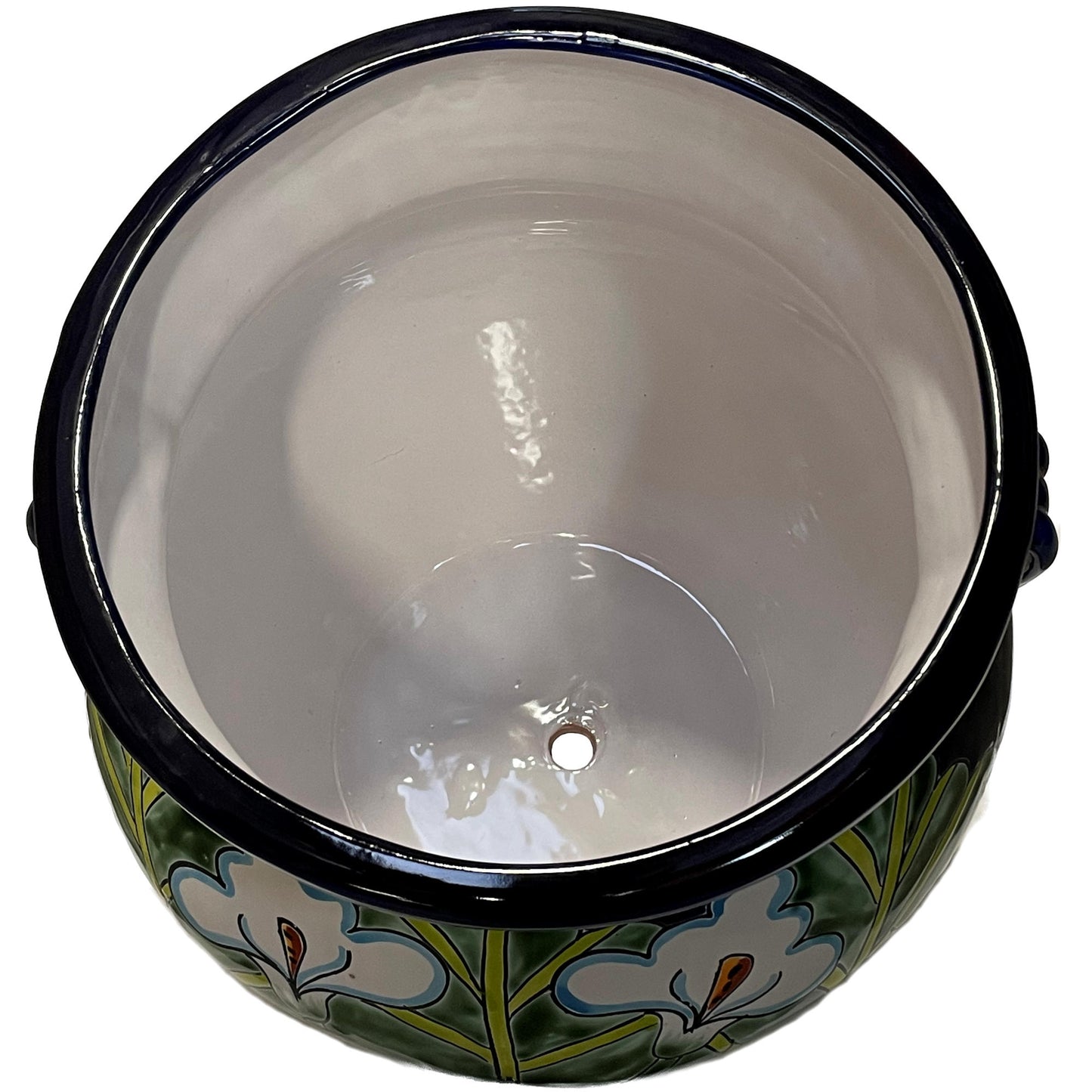 TalaMex Medium-Sized Blue Lily Mexican Colors Talavera Ceramic Garden Pot