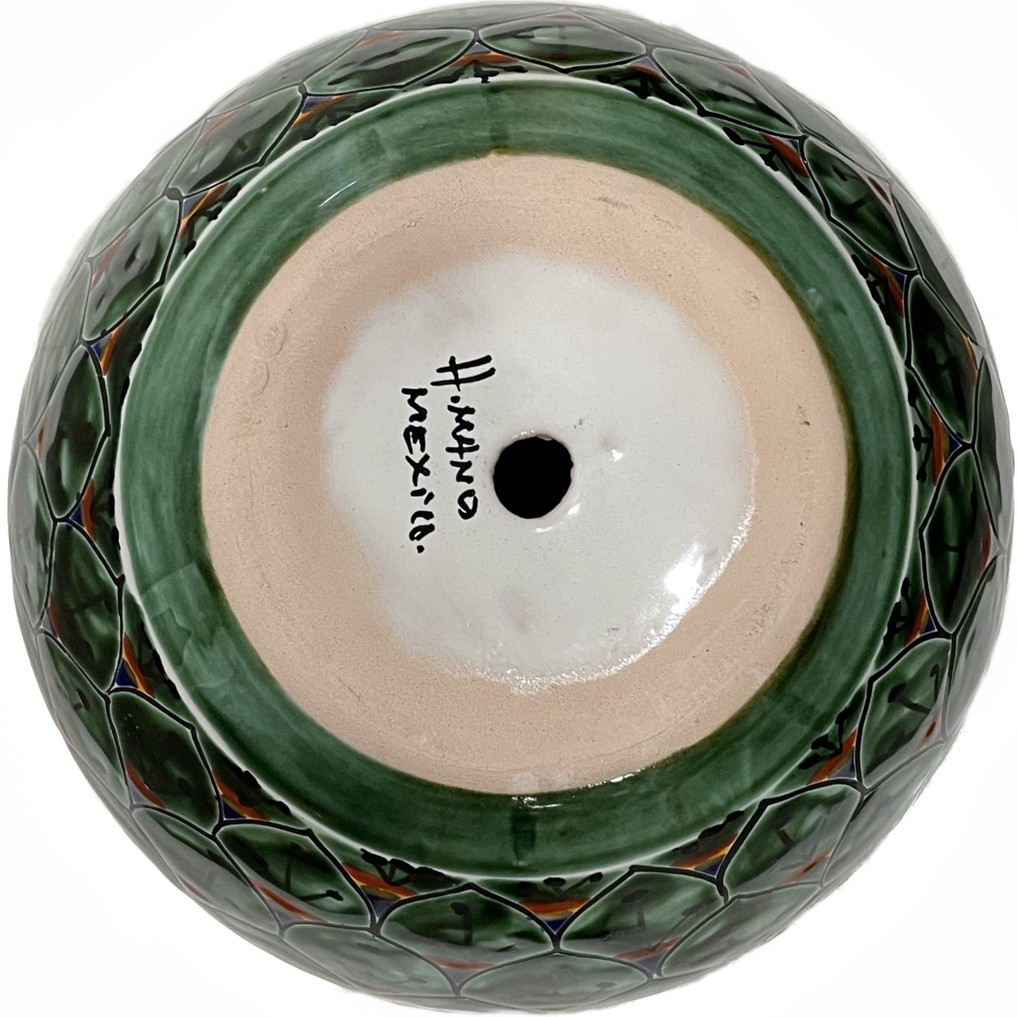 TalaMex Large-Sized Green Peacock Mexican Colors Talavera Ceramic Garden Pot