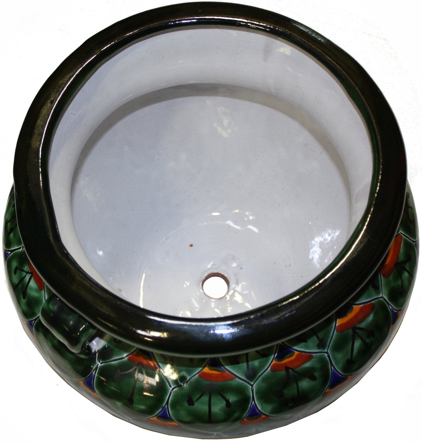 TalaMex Small-Sized Green Peacock Mexican Colors Talavera Ceramic Garden Pot