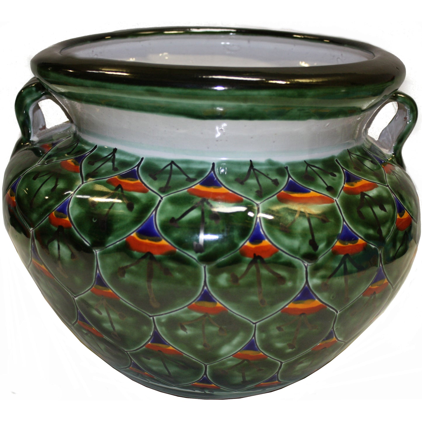 talamex_small-sized_green_peacock_mexican_colors_talavera_ceramic_garden_pot