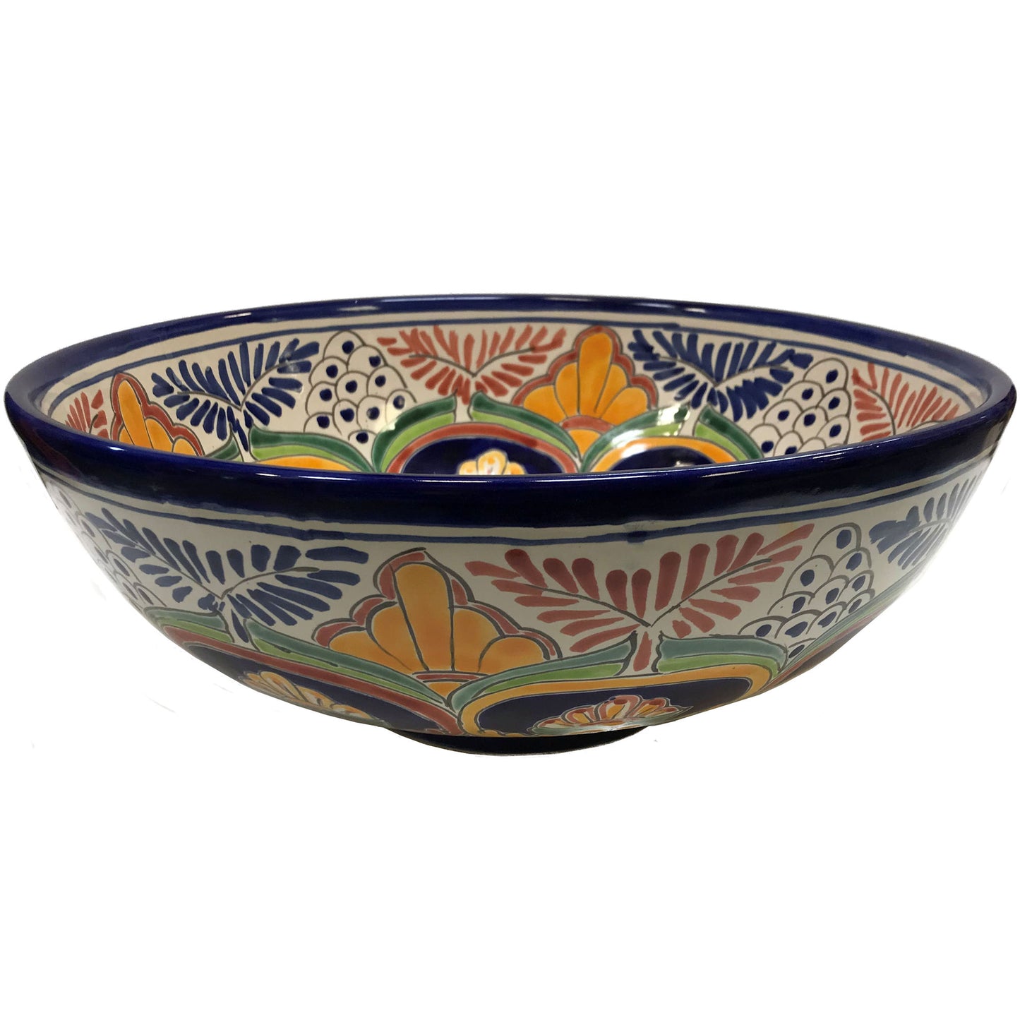TalaMex Greca C Round Ceramic Talavera Bathroom Vessel Sink