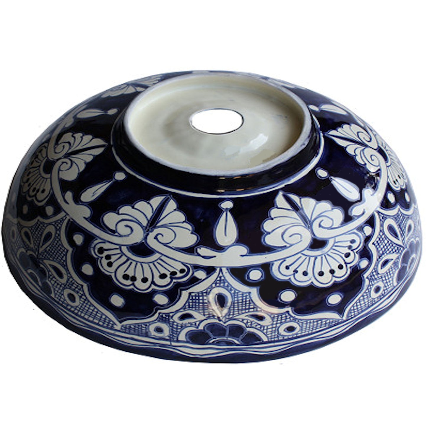 TalaMex Blue Round Ceramic Talavera Bathroom Vessel Sink