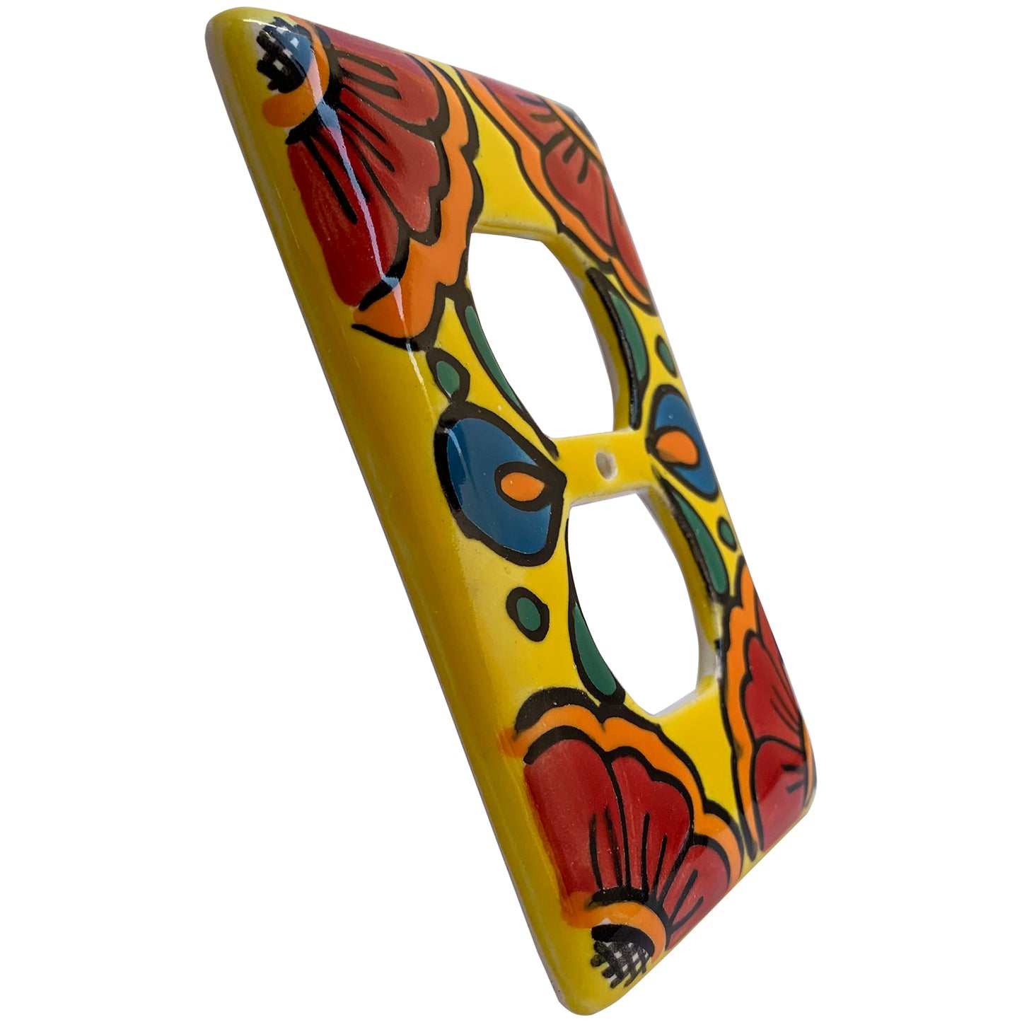 TalaMex Canary Outlet Mexican Talavera Ceramic Switch Plate