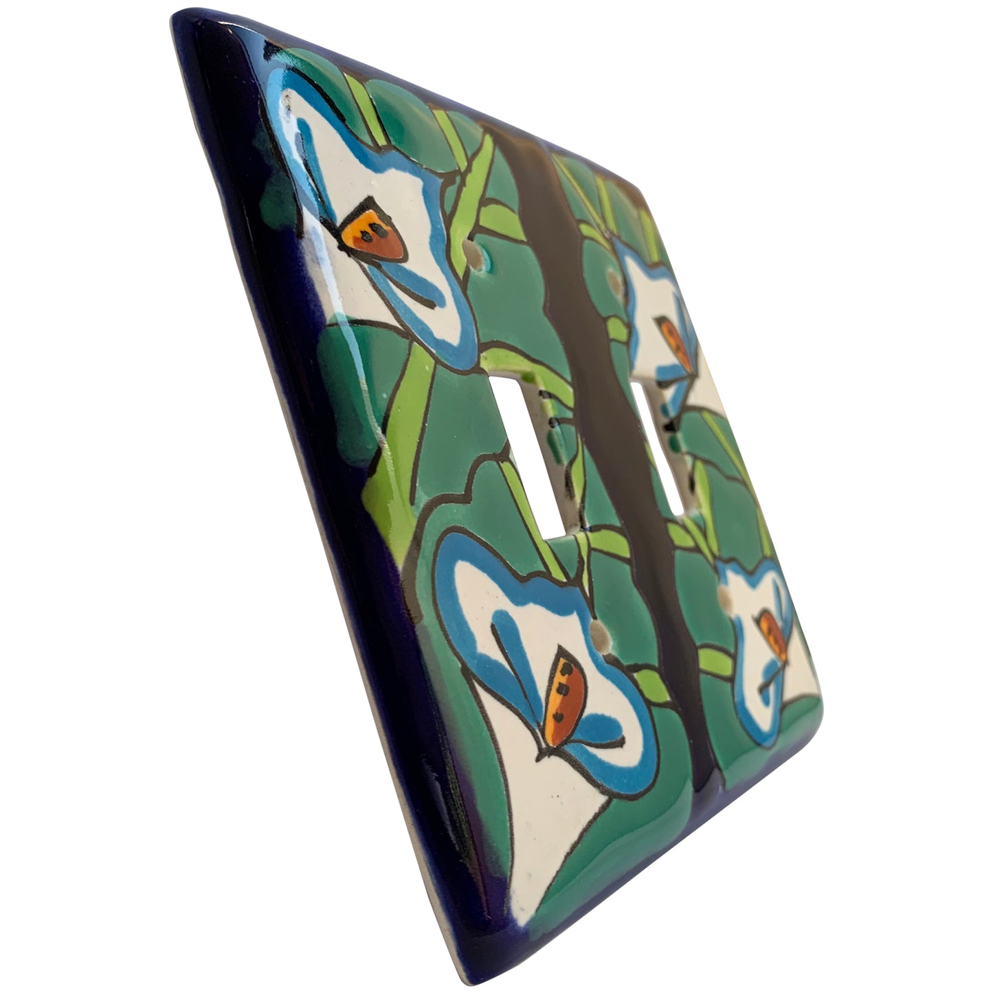 TalaMex Lily Double Toggle Mexican Talavera Ceramic Switch Plate