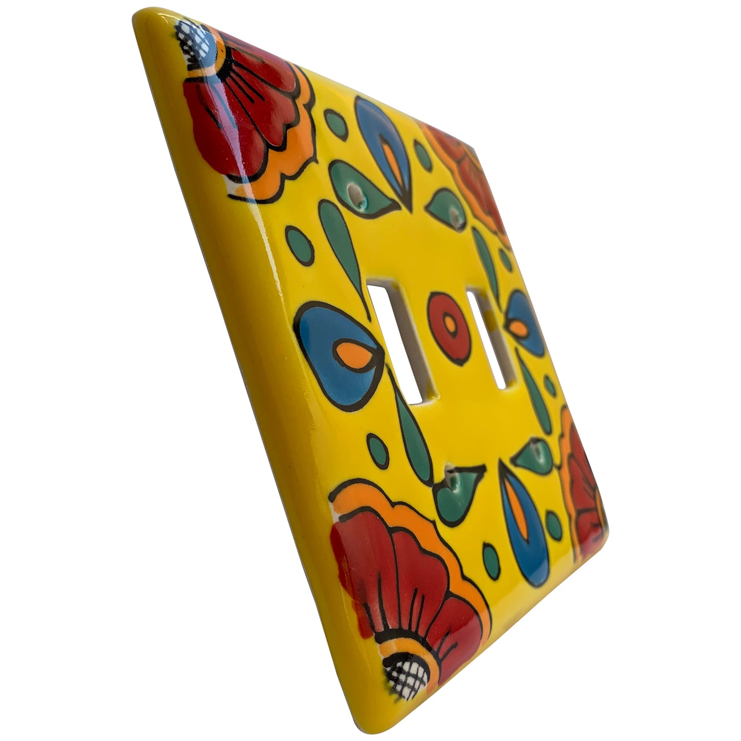 TalaMex Canary Double Toggle Mexican Talavera Ceramic Switch Plate
