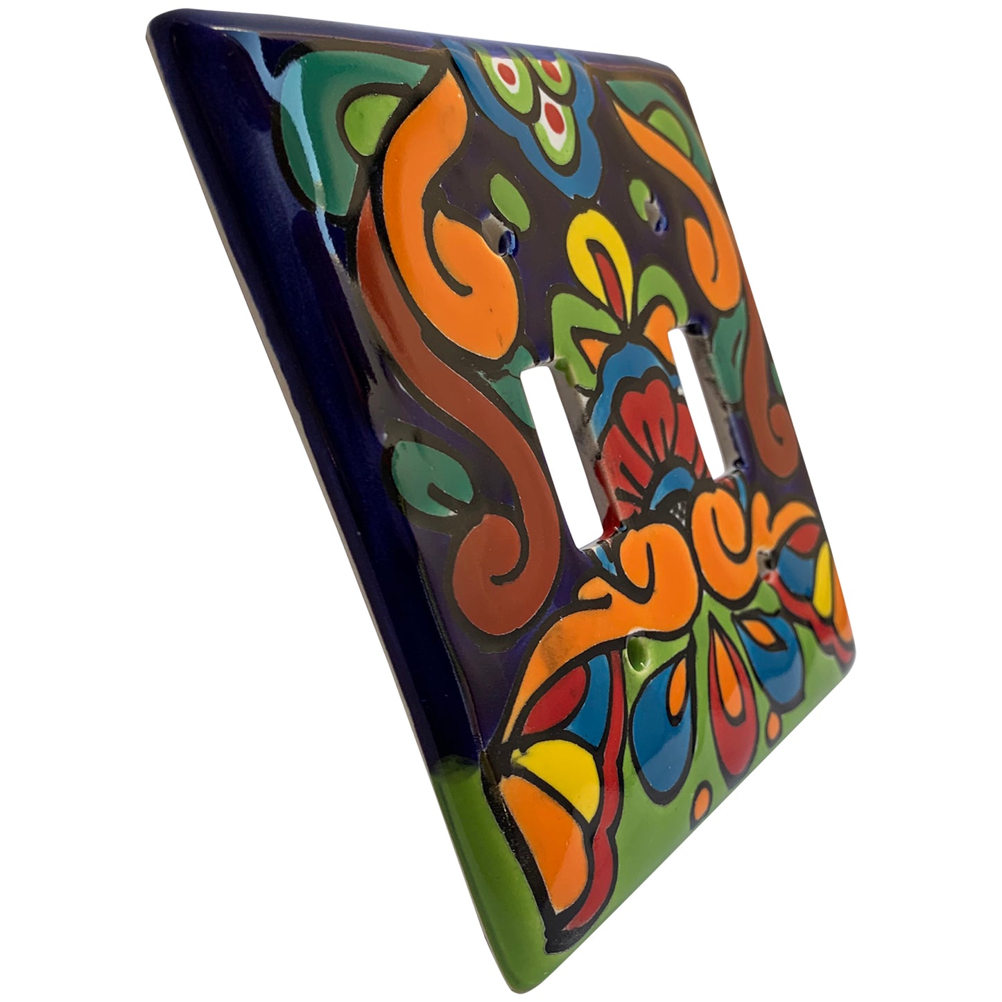 TalaMex Rainbow Double Toggle Mexican Talavera Ceramic Switch Plate