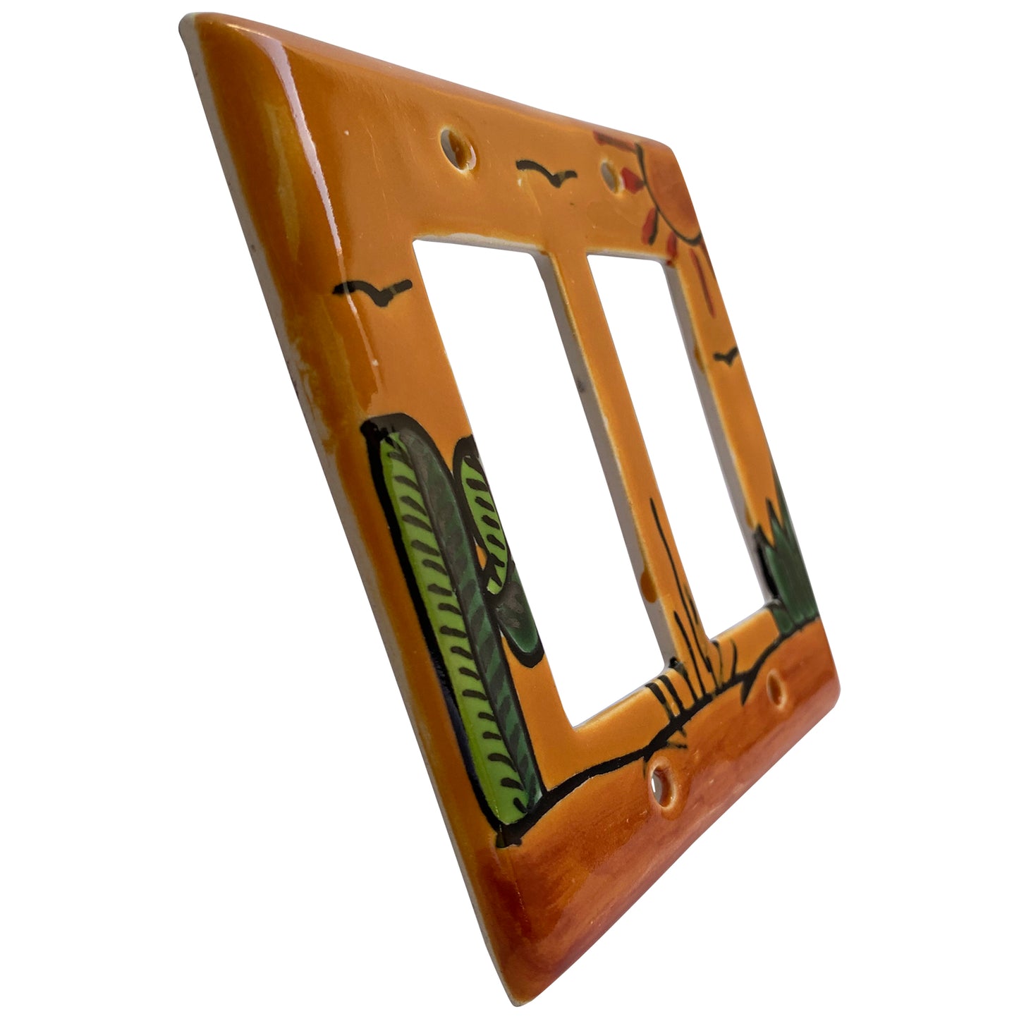 TalaMex Desert Double GFI/Rocker Mexican Talavera Ceramic Switch Plate