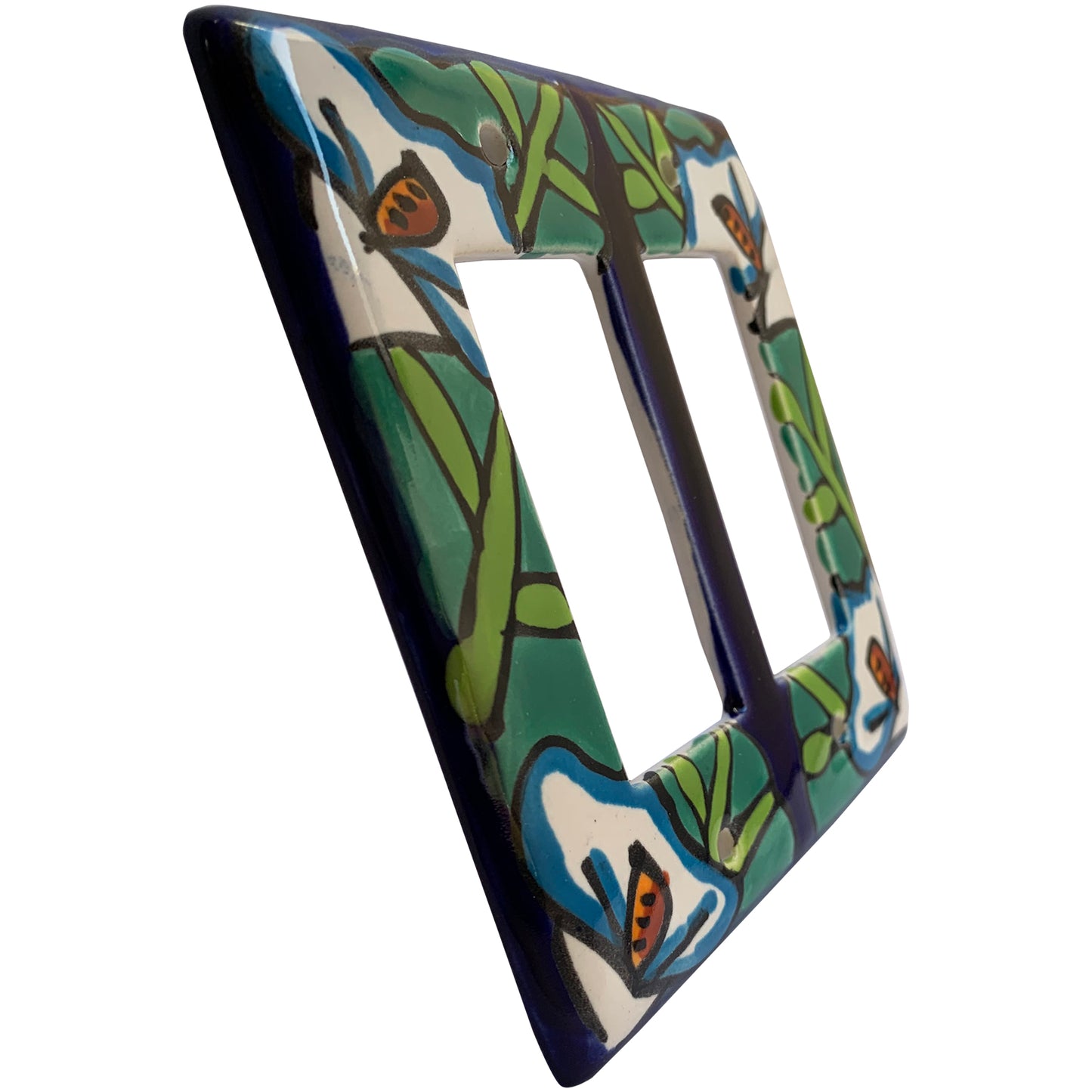 TalaMex Lily Double GFI/Rocker Mexican Talavera Ceramic Switch Plate