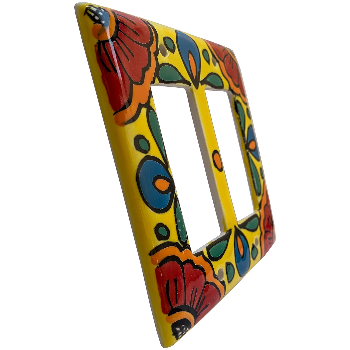 TalaMex Canary Double GFI/Rocker Mexican Talavera Ceramic Switch Plate