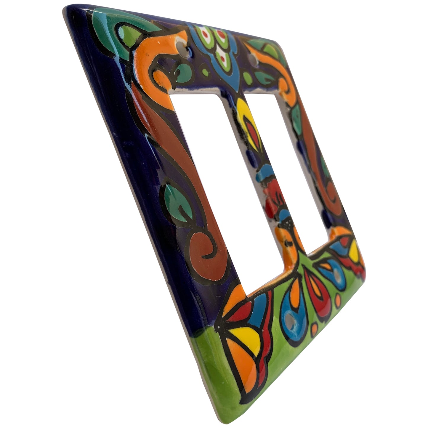 TalaMex Rainbow Double GFI/Rocker Mexican Talavera Ceramic Switch Plate