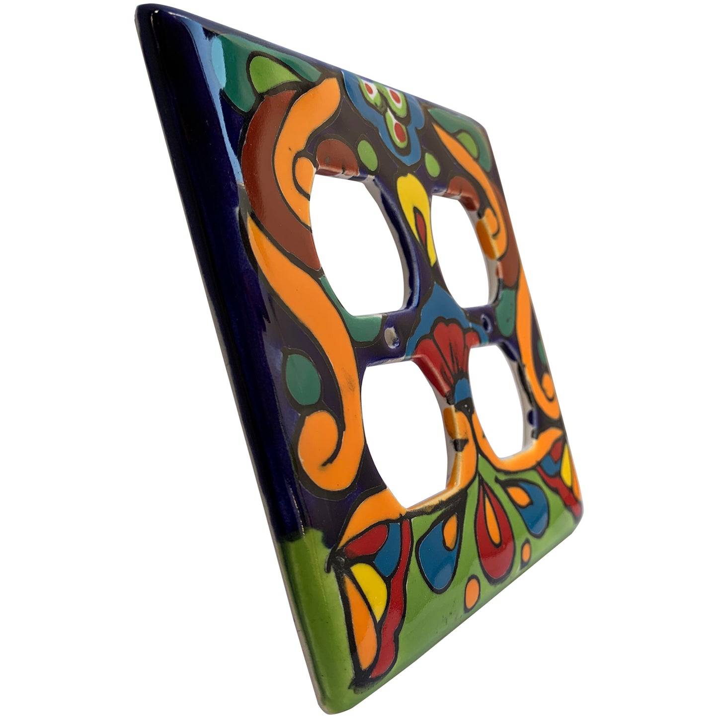 TalaMex Rainbow Double Outlet Mexican Talavera Ceramic Switch Plate