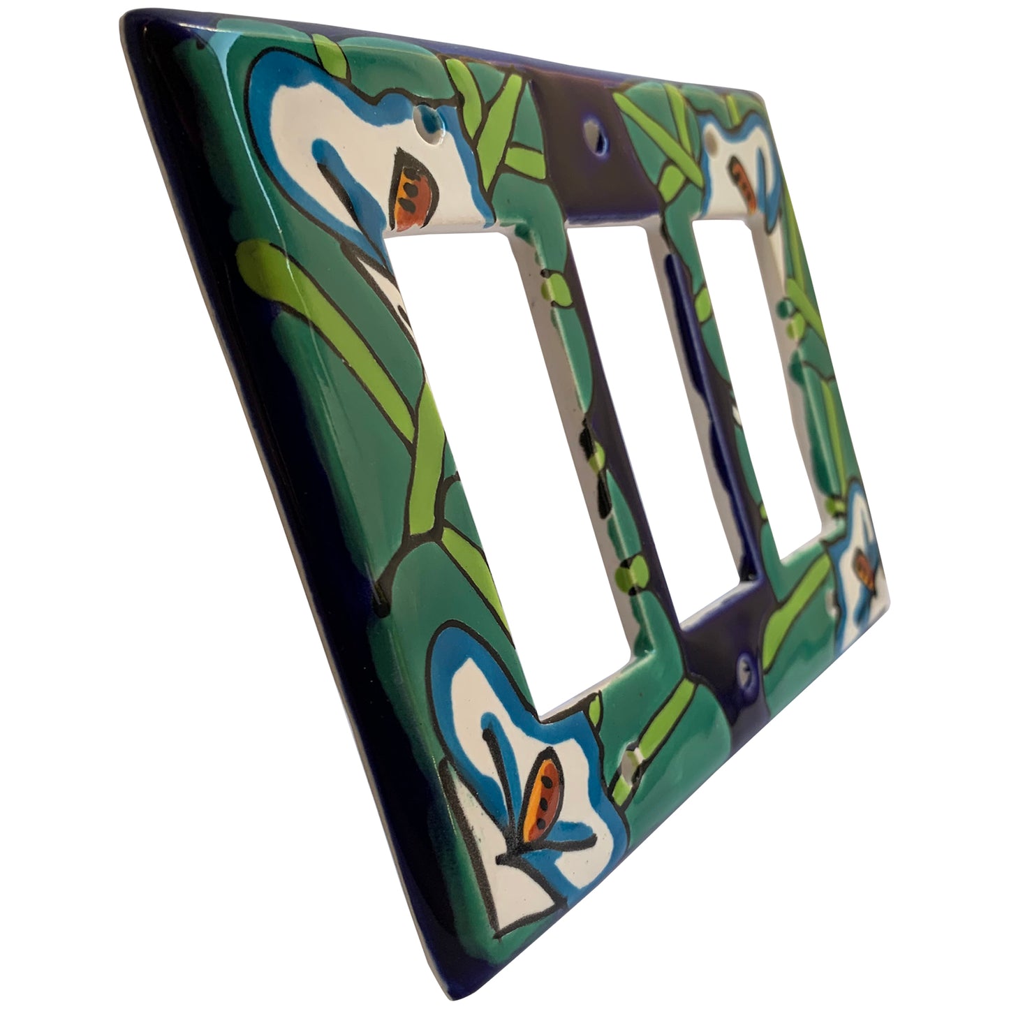 TalaMex Lily Triple GFI/Rocker Mexican Talavera Ceramic Switch Plate