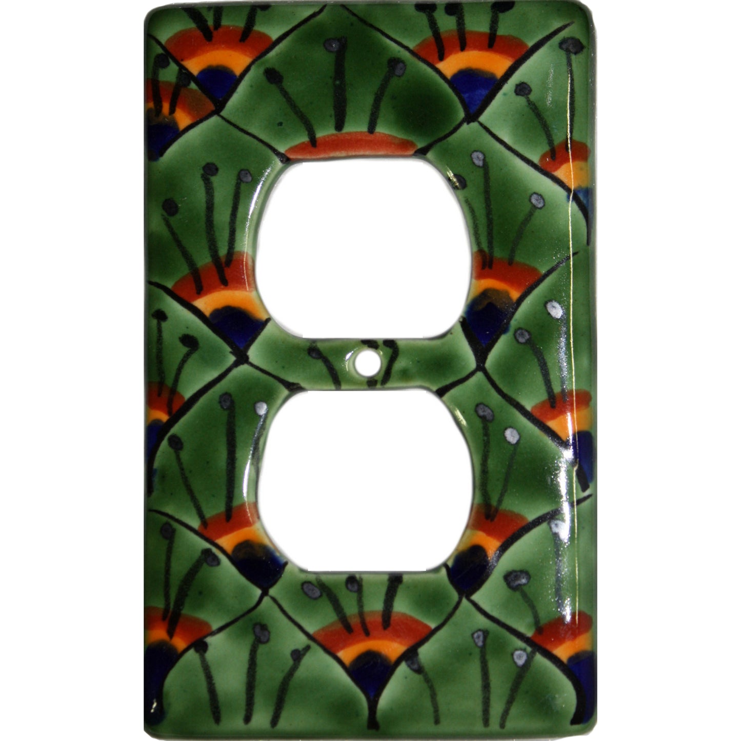 talamex_green_peacock_outlet_mexican_talavera_ceramic_switch_plate