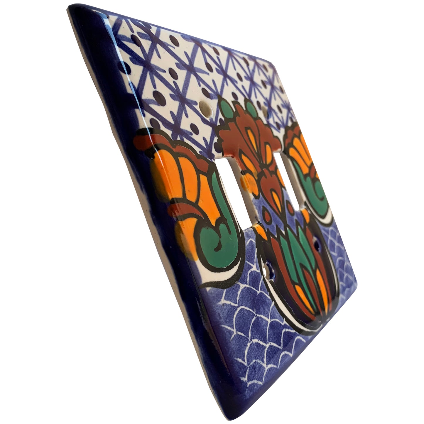 TalaMex Turtle Double Toggle Ceramic Mexican Talavera Switch Plate