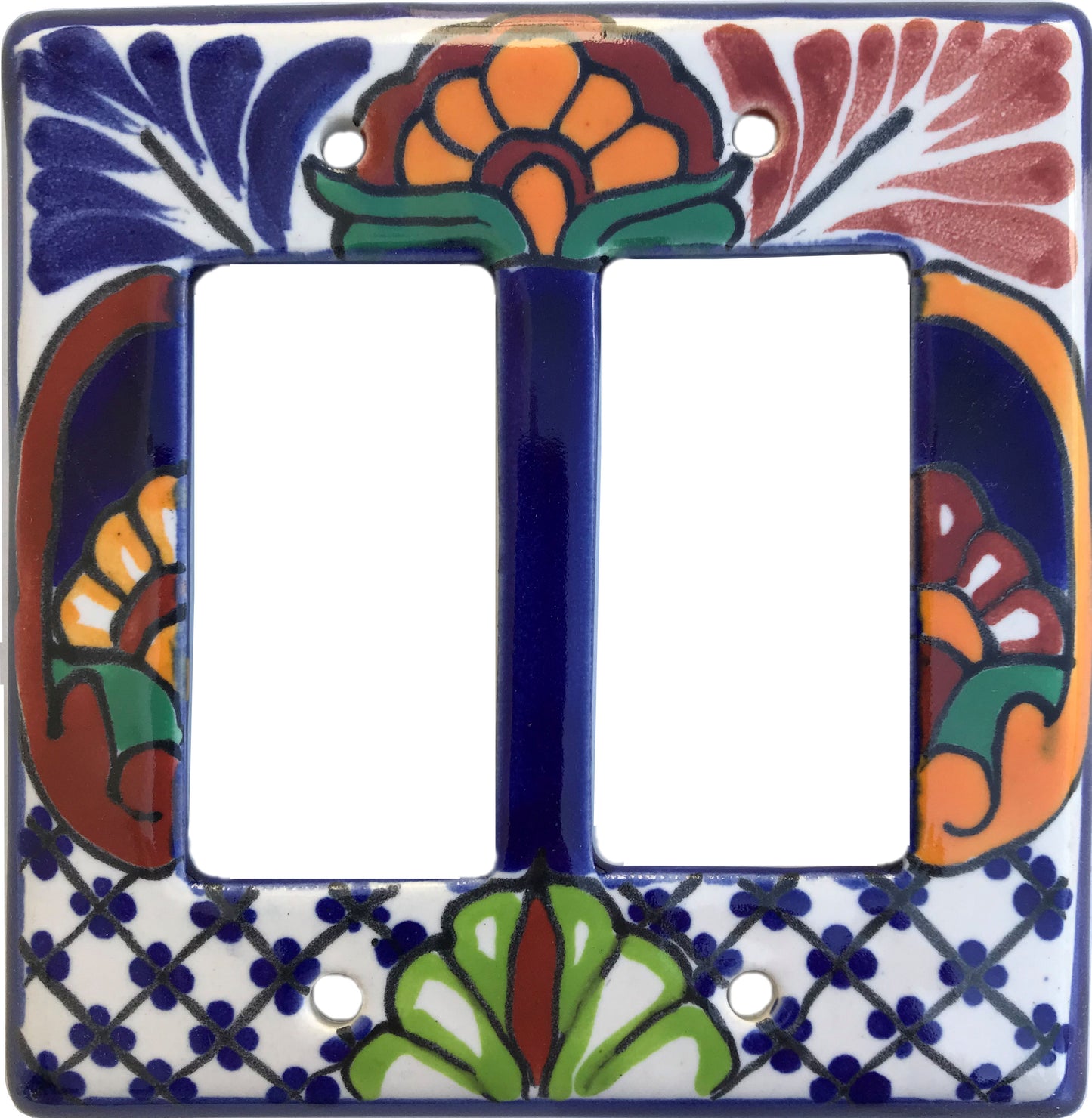 talamex_double_gfi/rocker_mantel_mexican_talavera_ceramic_switch_plate