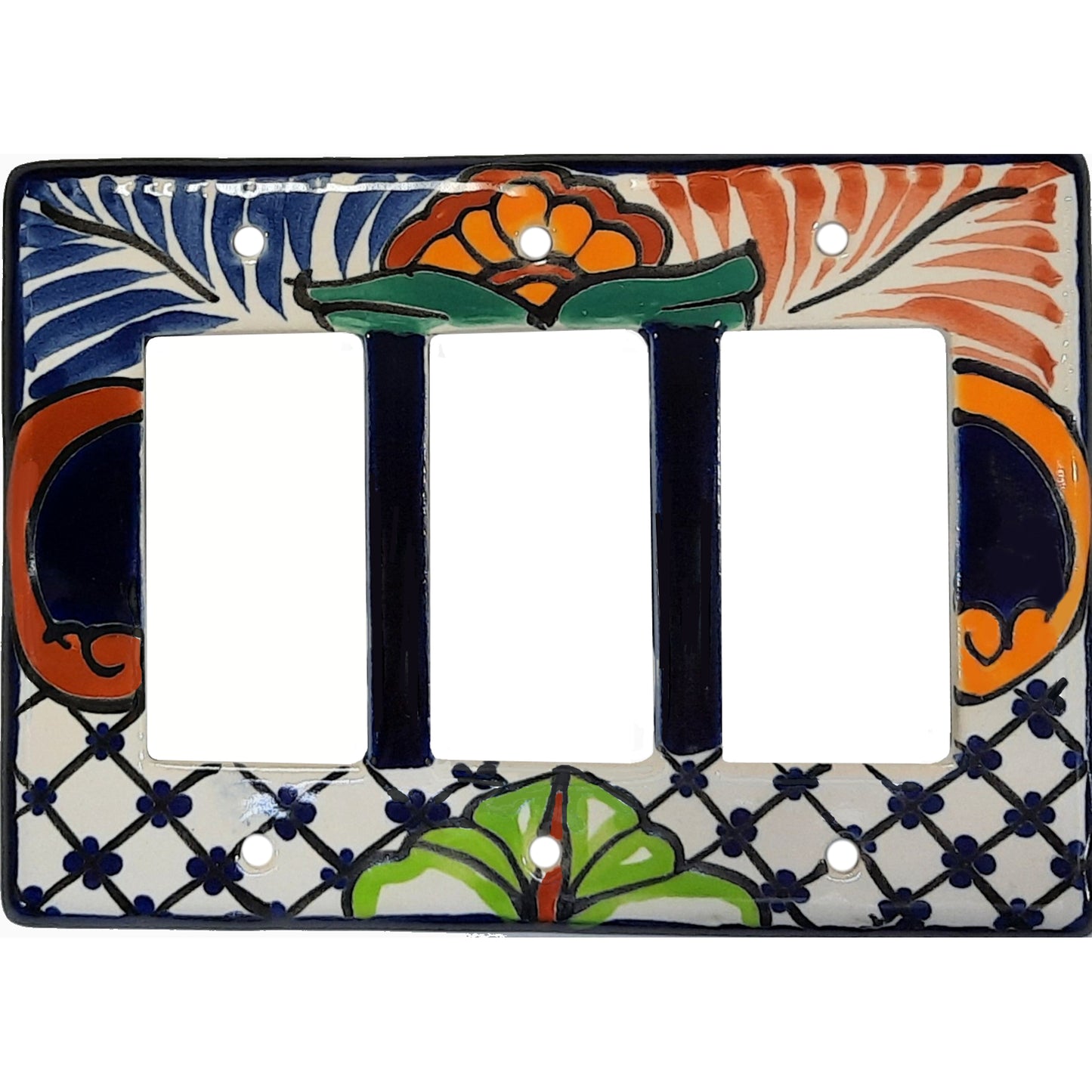 talamex_mantel_triple_gfi/rocker_mexican_talavera_ceramic_switch_plate