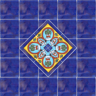 TalaMex Corner Aqua Raised Talavera Mexican Tile