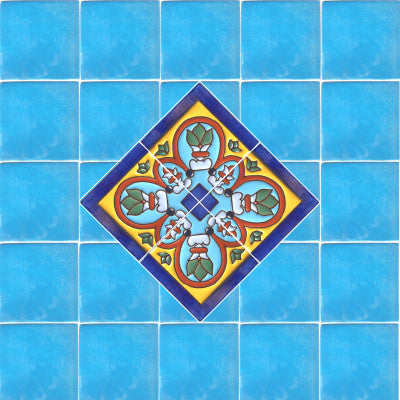 TalaMex Corner Aqua Raised Talavera Mexican Tile