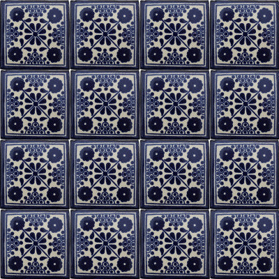 TalaMex Blue Damasco Talavera Mexican Tile